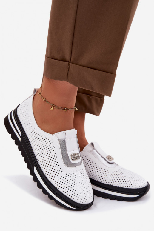 Un modello convincente scarpe FemminileAbilitatoturalnej Skóry S.Barski LR61-7092 Colore bianco