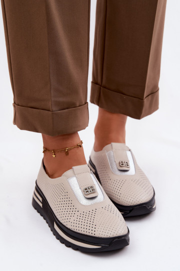 Un modello convincente scarpe FemminileAbilitatoturalnej Skóry S.Barski LR61-7092 beige