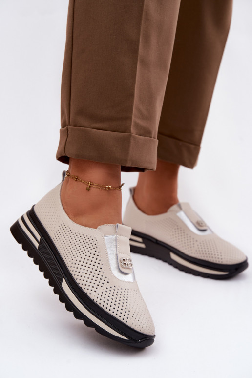 Un modello convincente scarpe FemminileAbilitatoturalnej Skóry S.Barski LR61-7092 beige