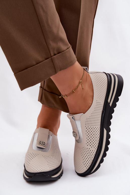 Un modello convincente scarpe FemminileAbilitatoturalnej Skóry S.Barski LR61-7092 beige