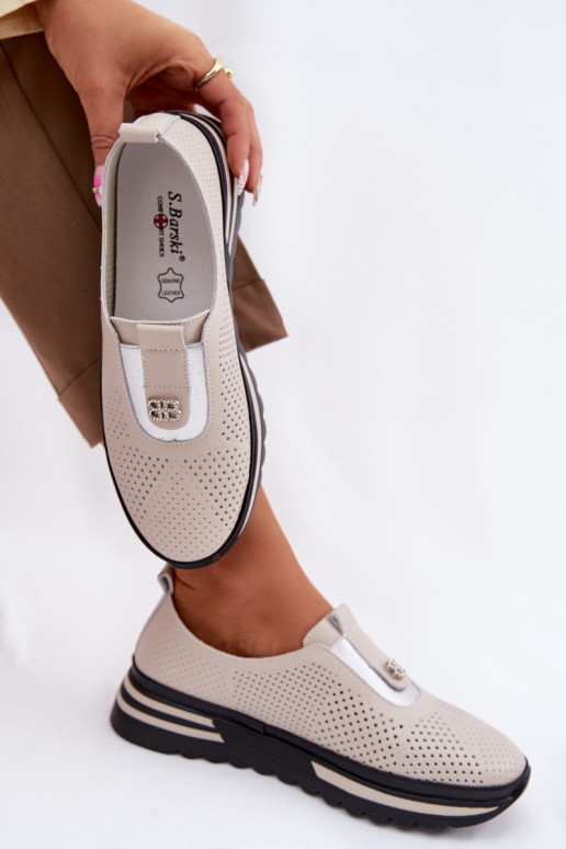 Un modello convincente scarpe FemminileAbilitatoturalnej Skóry S.Barski LR61-7092 beige