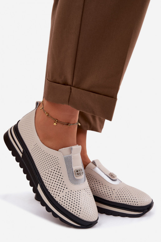 Un modello convincente scarpe FemminileAbilitatoturalnej Skóry S.Barski LR61-7092 beige