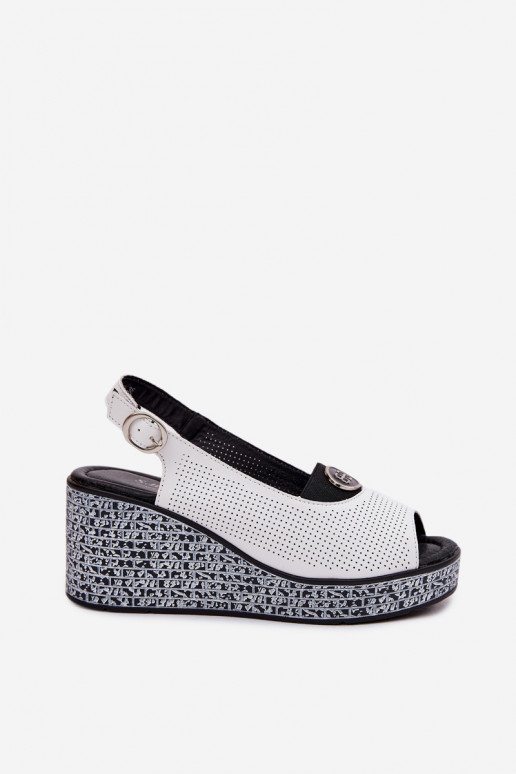 Pelle Sandali con plateau S.Barski LR61-7010 Colore bianco