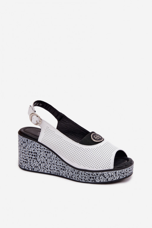 Pelle Sandali con plateau S.Barski LR61-7010 Colore bianco