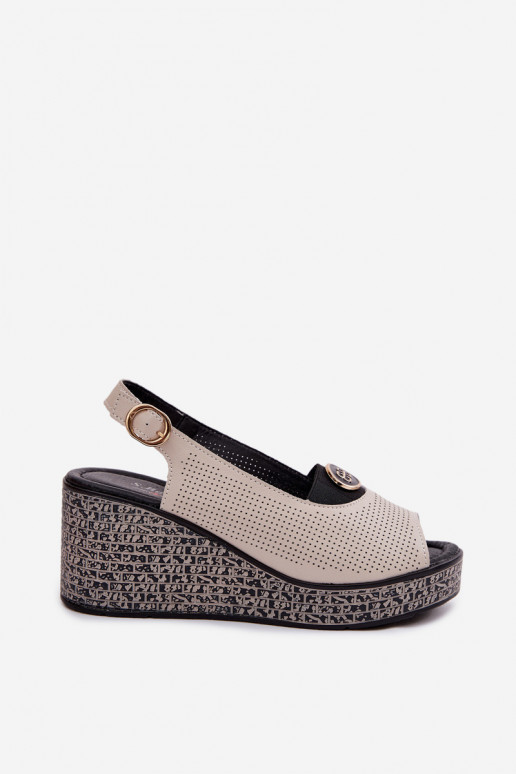 Pelle Sandali con plateau S.Barski LR61-7010 beige