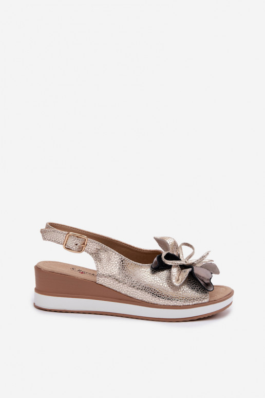 Pelle Sandali con plateau con ornamenti S.Barski GR61-5988 colore dorato