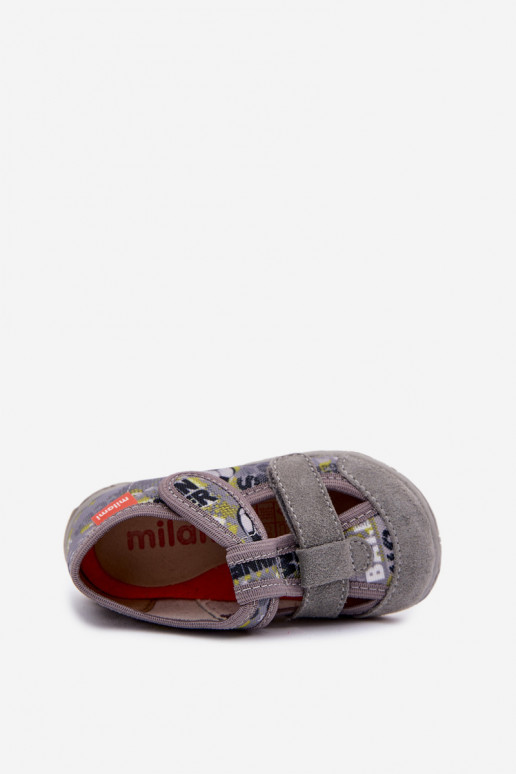 Pantofole Milami Infantile con chiusure adesive IN Palle colore grigio Reathiana