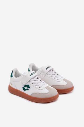 Scarpe sportive per bambini LOTTO VINTAL MF 2600252K con chiusura adesiva bianco-verde