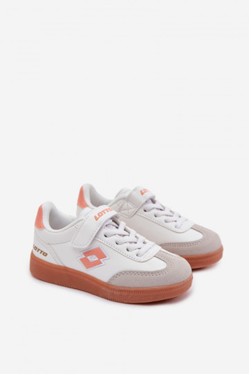 Scarpe sportive per bambini LOTTO VINTAL MF 2600252K con chiusura adesiva bianco-arancione