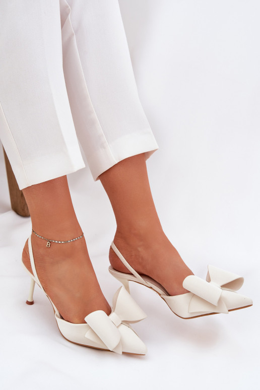 scarpe col tacco altoOdkrytymi Piętami I Kokardką colore avorio Eklevia