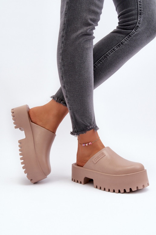 Pantofole con suola massiccia alla moda Big Star NN274016 beige