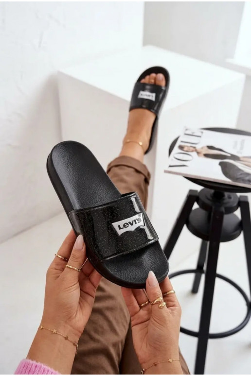 Infradito da giovane LEVI'S VPOL0251S-2693 color nero con brillantezza