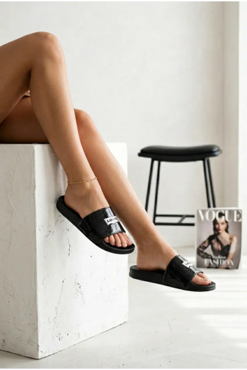 Infradito da giovane LEVI'S VPOL0251S-2693 color nero con brillantezza 2