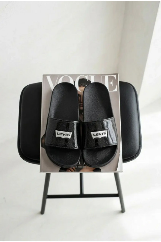 Infradito da giovane LEVI'S VPOL0251S-2693 color nero con brillantezza