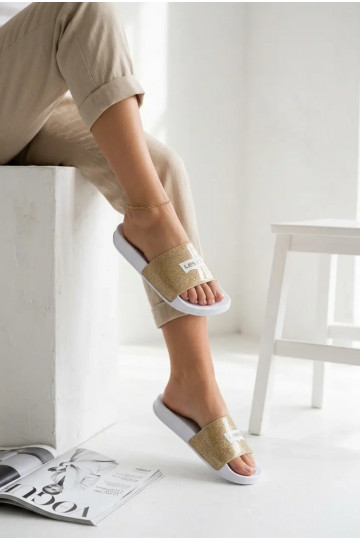 Infradito da giovane LEVI'S VPOL0251S-3923 color oro con brillantezza