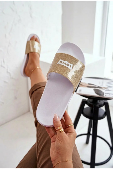 Infradito da giovane LEVI'S VPOL0251S-3923 color oro con brillantezza 2