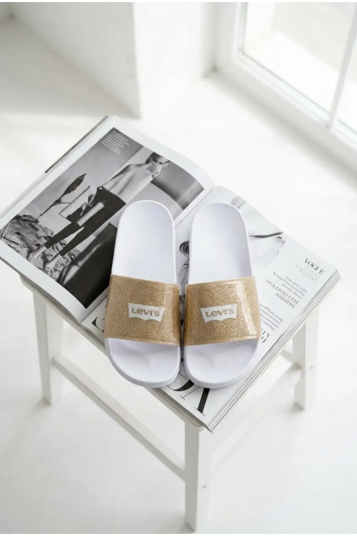 Infradito da giovane LEVI'S VPOL0251S-3923 color oro con brillantezza