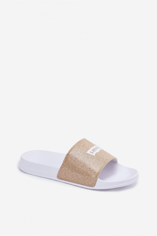 Infradito da giovane LEVI'S VPOL0251S-3923 color oro con brillantezza