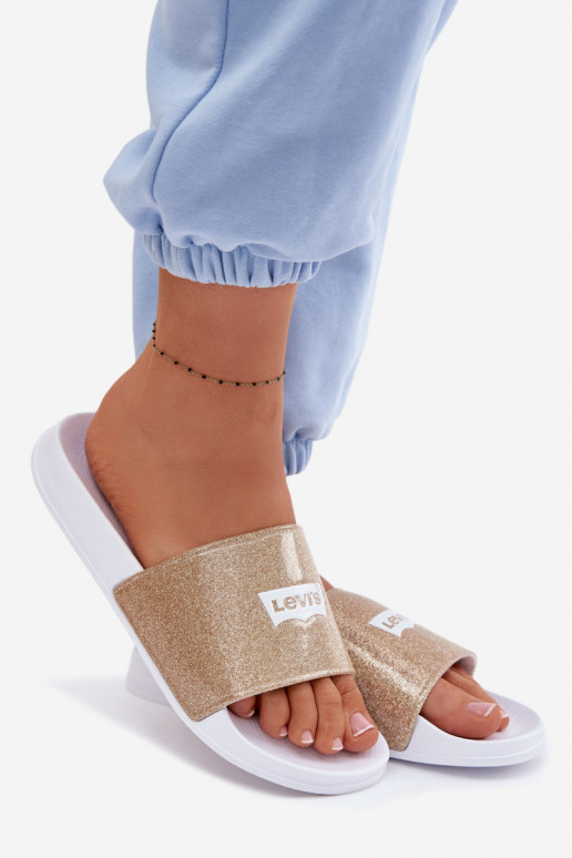 Infradito da giovane LEVI'S VPOL0251S-3923 color oro con brillantezza