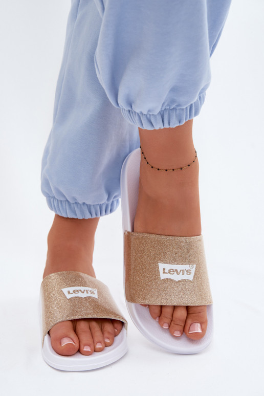 Infradito da giovane LEVI'S VPOL0251S-3923 color oro con brillantezza