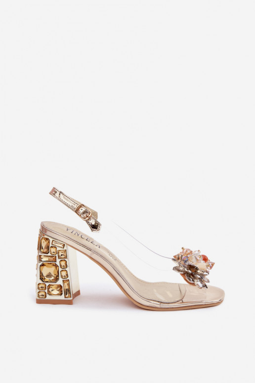 sandali Guardare attraverso con i tacchi con gli occhi lucenti Vinceza 70121 colore dorato