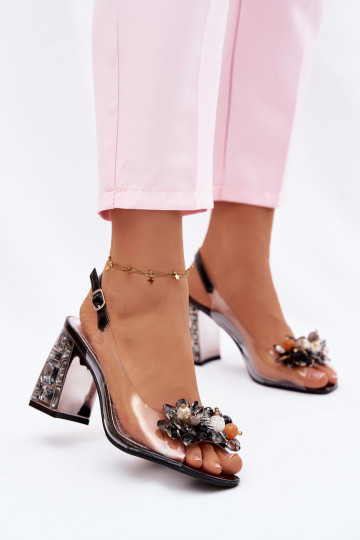 sandali Guardare attraverso con i tacchi con gli occhi lucenti Vinceza 70121 colore nero