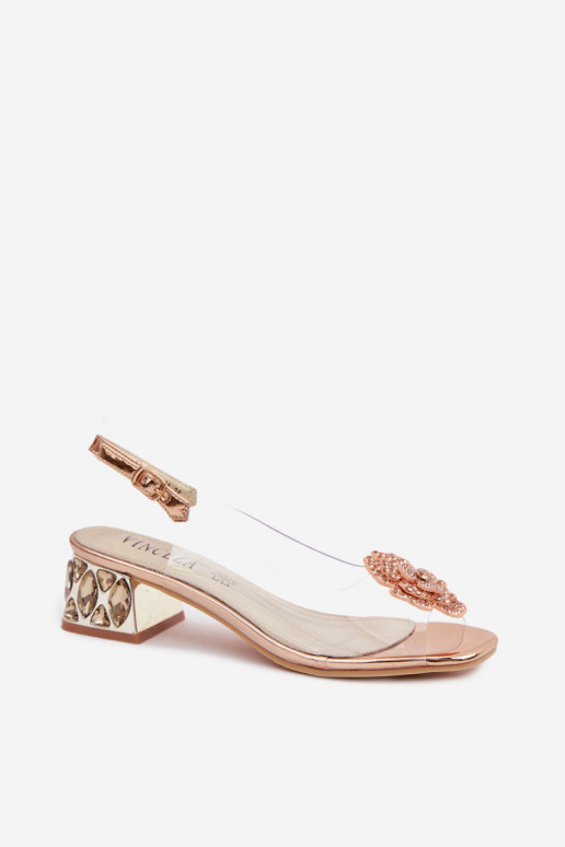sandali Guardare attraverso Klocke con gli occhi lucenti I con fioriem Vinceza 70122 Szampańskie
