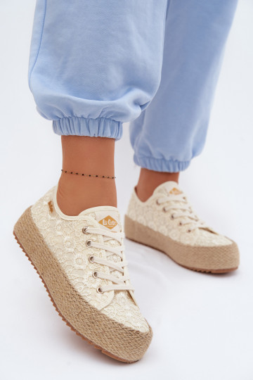 con motivi di pizzo scarpe casual espadrillas con una piattaforma Lee Cooper LCIN-26-31-4328 beige 2