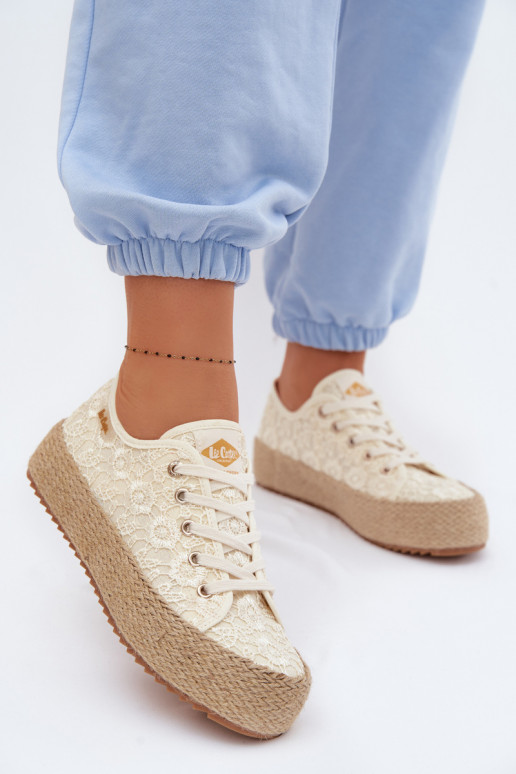 con motivi di pizzo scarpe casual espadrillas con una piattaforma Lee Cooper LCIN-26-31-4328 beige