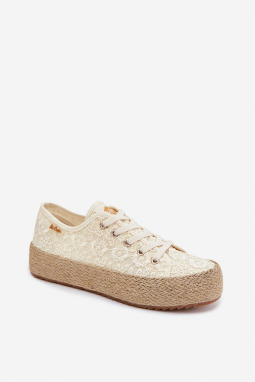 con motivi di pizzo scarpe casual espadrillas con una piattaforma Lee Cooper LCIN-26-31-4328 beige