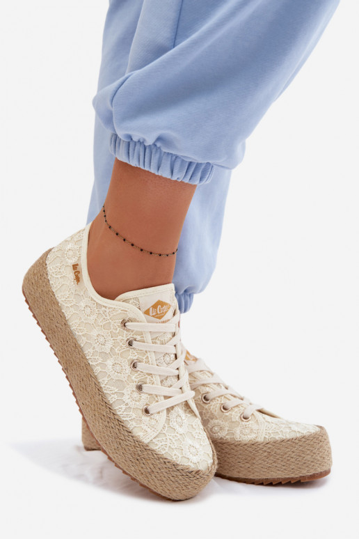 con motivi di pizzo scarpe casual espadrillas con una piattaforma Lee Cooper LCIN-26-31-4328 beige