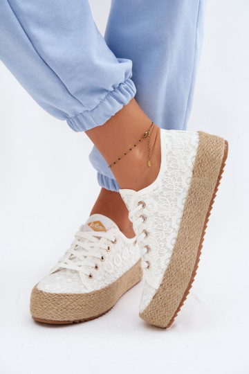 con motivi di pizzo scarpe casual espadrillas con una piattaforma Lee Cooper LCIN-26-31-4326 Colore bianco 2