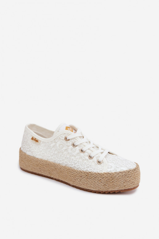con motivi di pizzo scarpe casual espadrillas con una piattaforma Lee Cooper LCIN-26-31-4326 Colore bianco