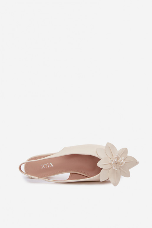 Sandali da donna con tacchi larghiDekoracyjnym Un fiore colore avorio Telivette