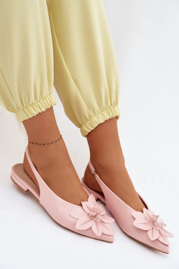 Sandali rosa da donna con tacco largo e fiore decorativo Telivette