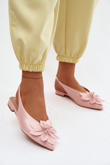 Sandali rosa da donna con tacco largo e fiore decorativo Telivette 2