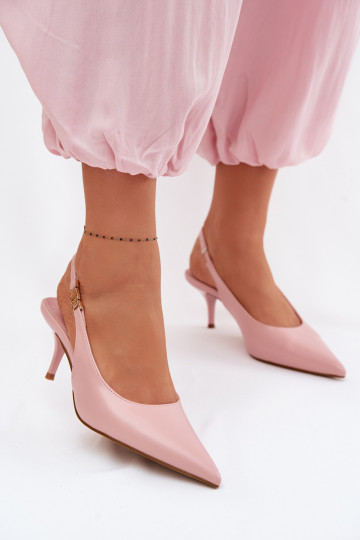 Sandali rosa da donna in pelle sintetica con tacco sottile Jelissey 2