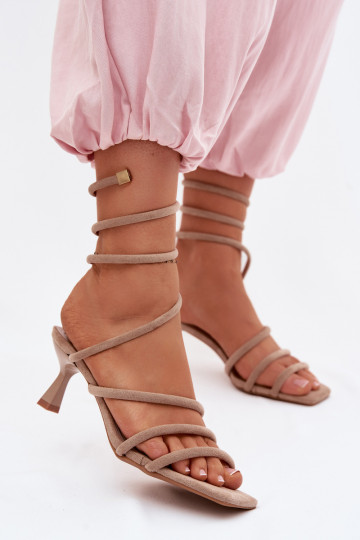 Sandali da donna con i tacchi con strisce beige Samara 2