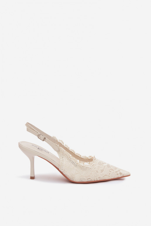 Sandali con lacci con tacchi sottili colore avorio Carielle