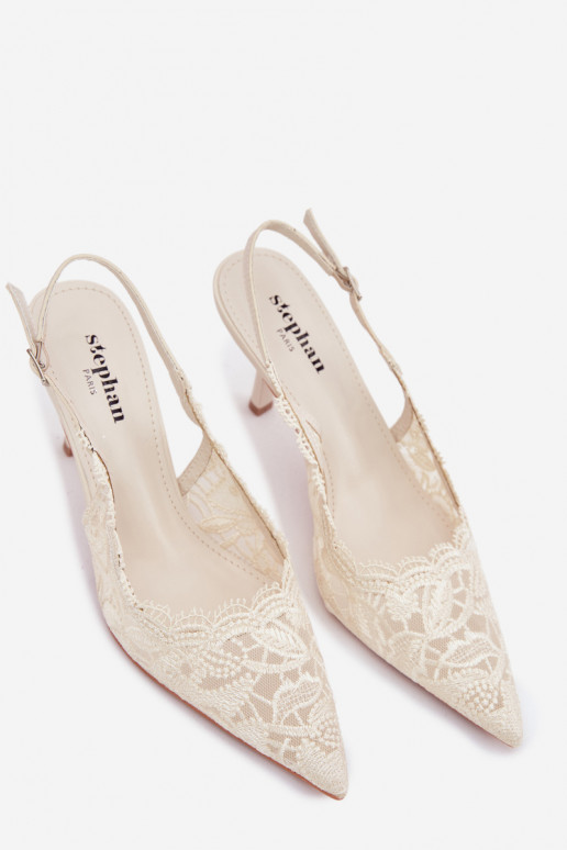 Sandali con lacci con tacchi sottili colore avorio Carielle