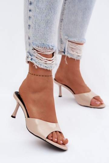 con effetto vernice PantofoleImitacji Skóry con tacchi sottili beige Melissea