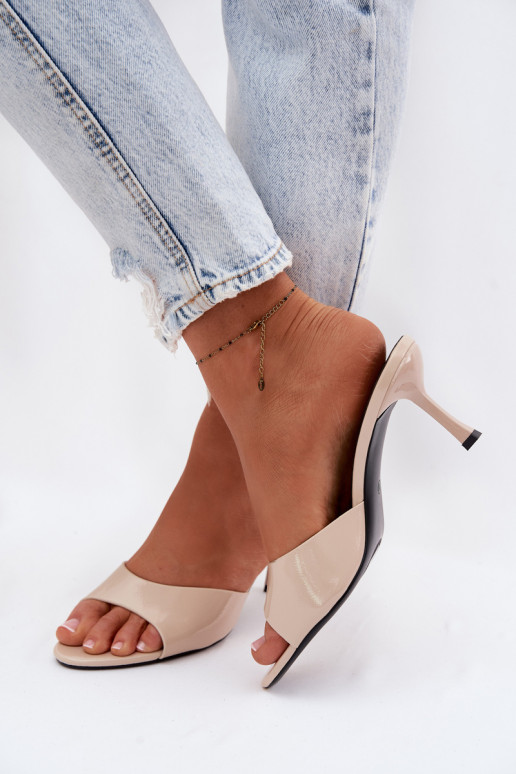 con effetto vernice PantofoleImitacji Skóry con tacchi sottili beige Melissea