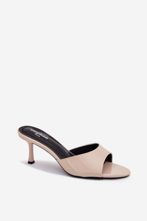 con effetto vernice PantofoleImitacji Skóry con tacchi sottili beige Melissea
