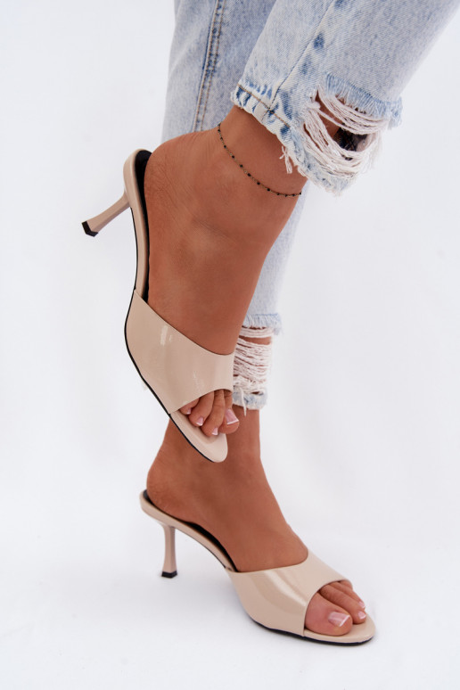 con effetto vernice PantofoleImitacji Skóry con tacchi sottili beige Melissea