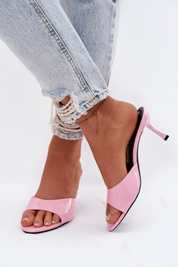 con effetto vernice PantofoleImitacji Skóry con tacchi sottili colore rosa Melissea 2