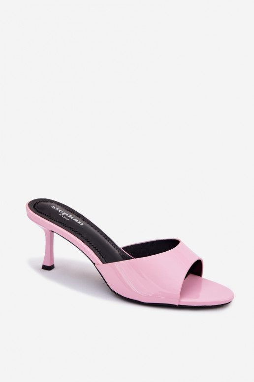 con effetto vernice PantofoleImitacji Skóry con tacchi sottili colore rosa Melissea