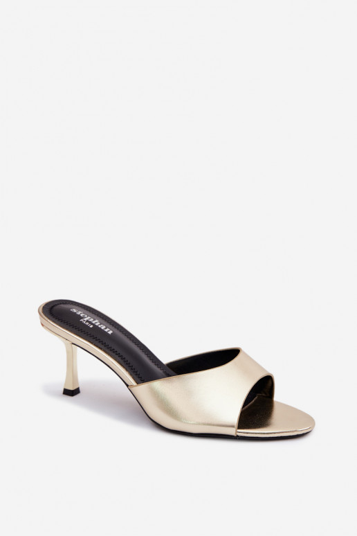 PantofoleImitacji Skóry con tacchi sottili colore dorato Melissea