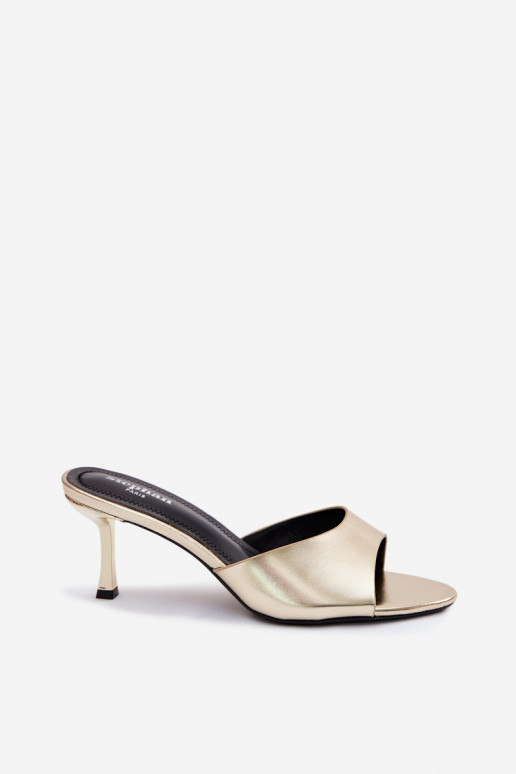 PantofoleImitacji Skóry con tacchi sottili colore dorato Melissea