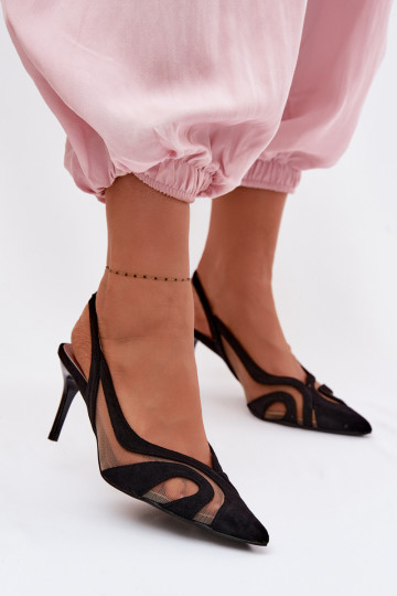 Sandali da donna con rete con tacchi sottili colore nero Cornelia 2