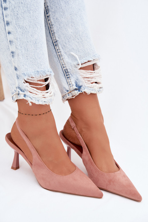 Sandali da donna con tacchi sottiliImitacji dalla pelle scamosciatau colore rosa Saria